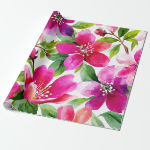 Papel De Regalo Orquídea Magenta Rosa Caliente Floral Botánico Vin