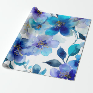 Papel De Regalo Orquídea Mística Azul Botánica Floral Elegante