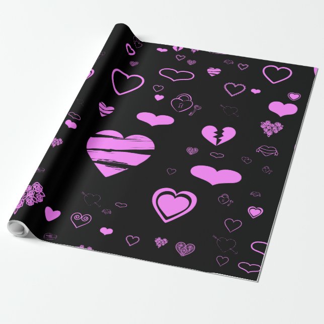 Papel De Regalo Orquídea moderna del Corazón (Desenrollado)