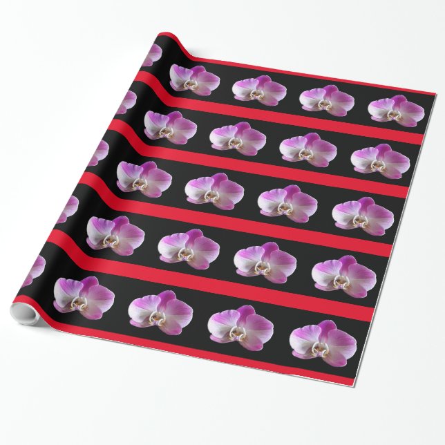 Papel De Regalo Orquídea morada y blanca (Desenrollado)