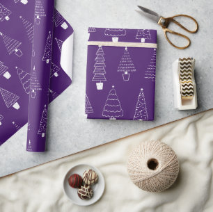 Papel De Regalo Orquídea Navidad en tonos púrpura, Invierno Mágico
