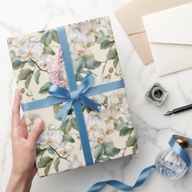 Papel De Regalo Orquídea Phalaenopsis Blanca (Regalar)