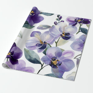 Papel De Regalo Orquídea Púrpura Violeta Elegante Floral Botánica