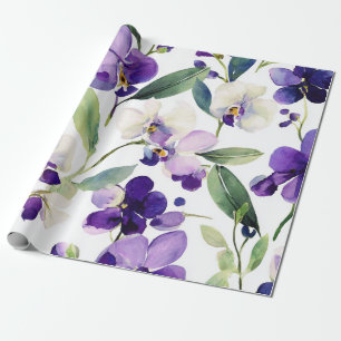 Papel De Regalo Orquídea púrpura violeta floral botánico elegante