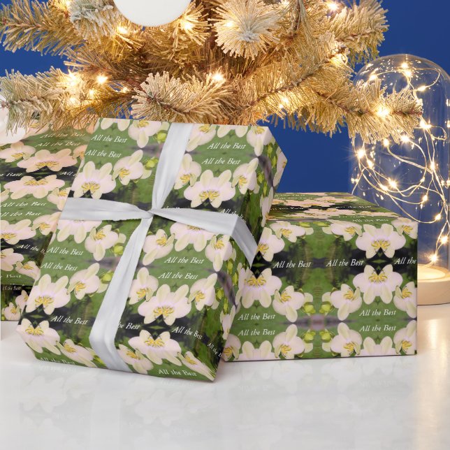 Papel De Regalo Orquídeas blancas en un fondo verde (Vacaciones)