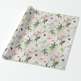 Papel De Regalo Orquídeas Blancas Peonies & Petales Rosados Jardín