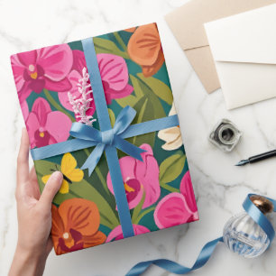 Papel de regalo Orquídeas Mariposas Abstractas