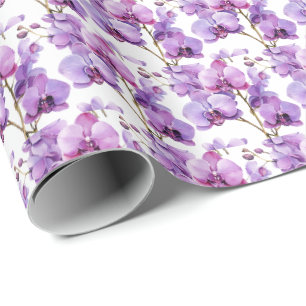 Papel De Regalo Orquídeas Moradas