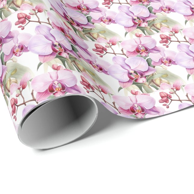 Papel De Regalo Orquídeas Pastel  (Esquina del rollo)