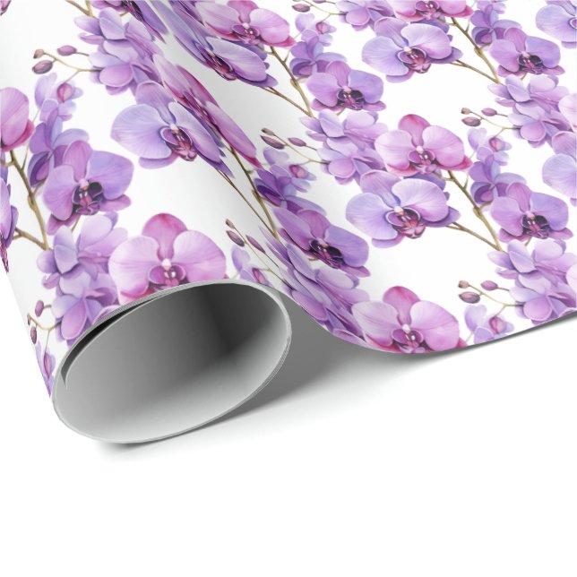 Papel De Regalo Orquídeas Púrpura (Esquina del rollo)