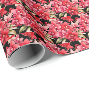 Papel De Regalo Orquídeas Rojas