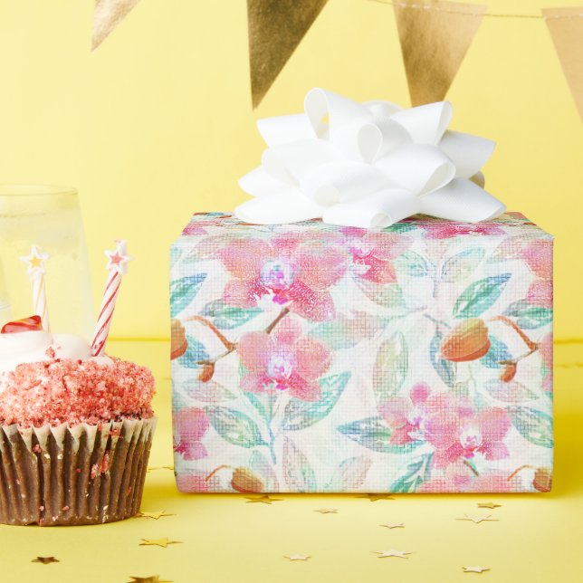Papel De Regalo Orquídeas rosadas. (Fiesta de cumpleaños )