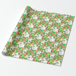 Papel De Regalo Orquídeas verdes: acuarela floral sin costuras.