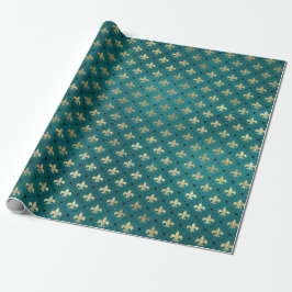 Papel De Regalo Óscar medieval Amor Verde azulado Patrón elegante