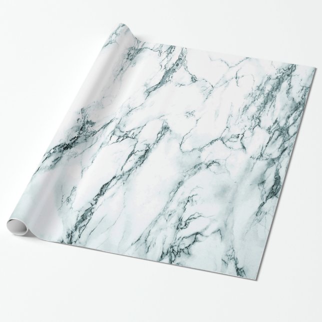 Papel De Regalo Oscuro aspecto de mármol de la vena turquesa (Desenrollado)