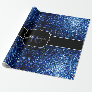 Papel De Regalo Oscuro Azul profundo brillante purpurina chispa Sw