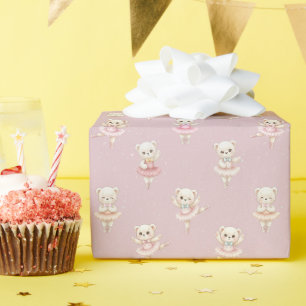 Papel De Regalo Osito bailarín patrón rosa sin costuras