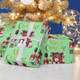 Papel De Regalo Osito de juguete con sombrero de piel de oso y muñ