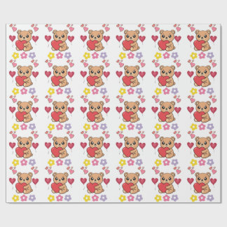 Papel De Regalo Osito de peluche adorable para San Valentín