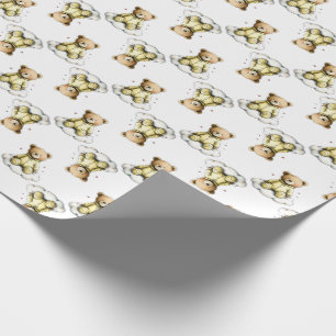 Papel De Regalo Osito de peluche lindo en un Bodysuit amarillo de