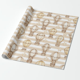 Papel De Regalo Osito de peluche lindo globo aerostático Patrón ne