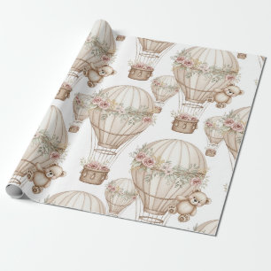 Papel De Regalo Osito de peluche lindo globo aerostático Patrón ne