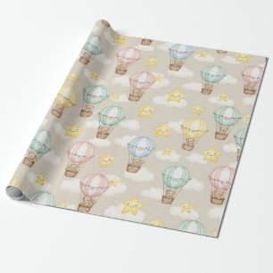 Papel De Regalo Osito de peluche lindo globo aerostático Patrón ne
