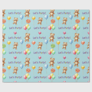 Papel De Regalo Ositos de peluche, globos y caramelos de Natasha U