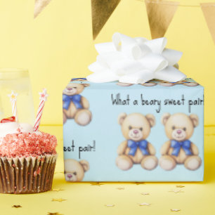 Papel De Regalo Ositos de peluche lindos, baño para gemelos varone