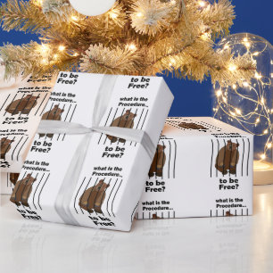 Papel De Regalo Oso Animal Cautivo Pidiendo Libertad Rescatador de