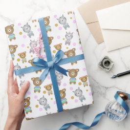 Papel De Regalo Oso Bebé Y Ilustracion De Cebra