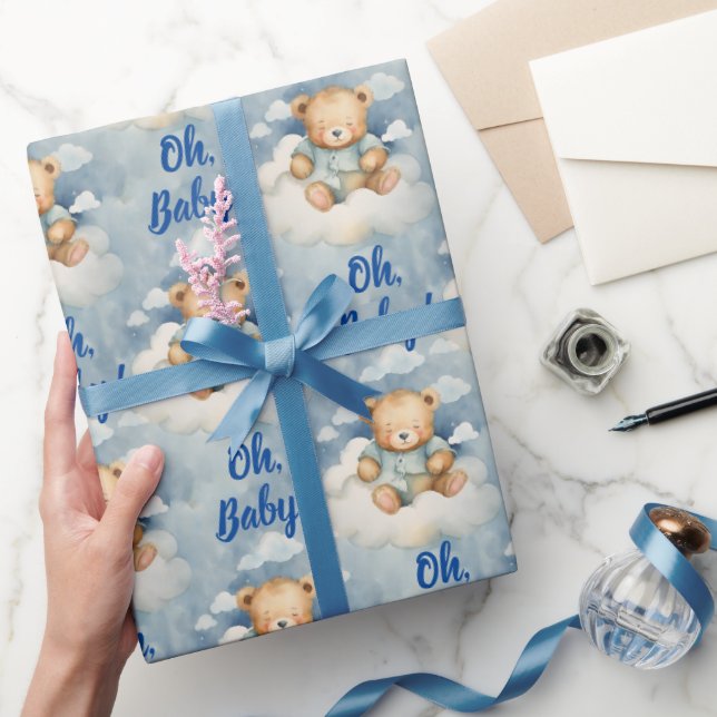 Papel De Regalo Oso Celestial Oh Niño Baby Shower (Regalar)
