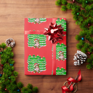Papel De Regalo Oso con Alegría de Navidad 