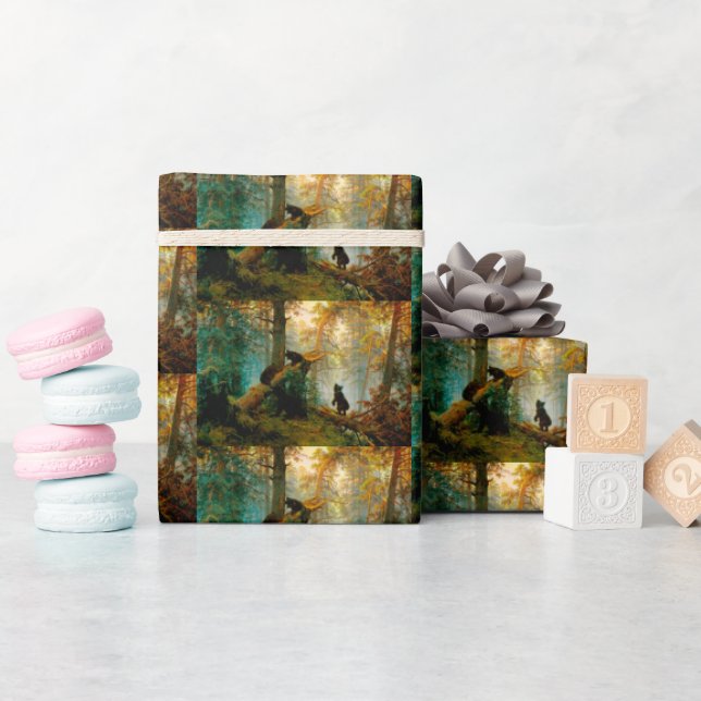 Papel De Regalo Oso con costillas en un bosque de pinos Ivan Shish (Baby Shower)