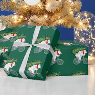 Papel De Regalo Oso Cuto Con Regalo De Árbol De Navidad Para Cicli