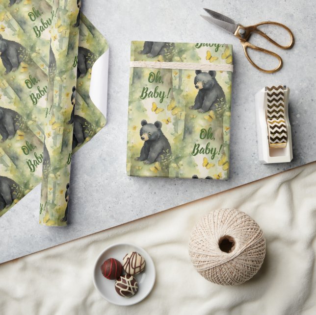 Papel De Regalo Oso Cuto Oh Bebé Baby Shower Neutral (Artesanía)