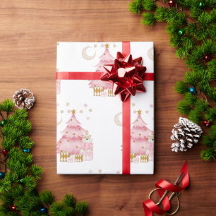 Papel De Regalo Oso de algodón de dulce de invierno rosa