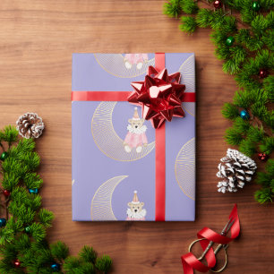 Papel De Regalo Oso de algodón de dulce de invierno rosa