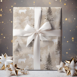 Papel De Regalo Oso de invierno de Navidades rubios marrones