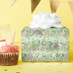 Papel De Regalo Oso de la selva lindo y patrón tropical continuo