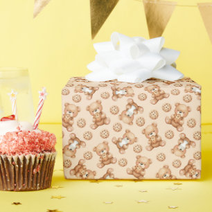 Papel De Regalo Oso de Leche y Galletas Dulces Patrón Sin Costuras