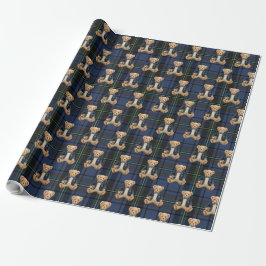 Papel De Regalo Oso de peluche a cuadros preppy de lujo