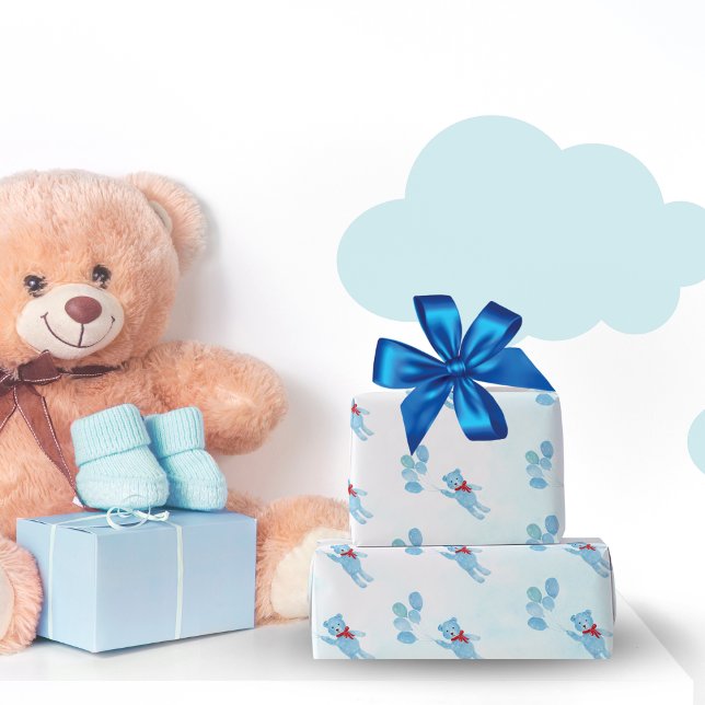 Papel De Regalo Oso de peluche acuarela con globos (Subido por el creador)