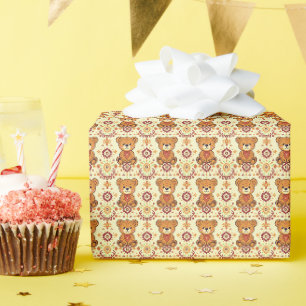 Papel De Regalo Oso de peluche boho cálido y estampado floral de o