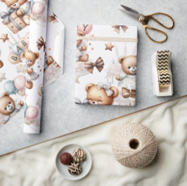 Papel De Regalo Oso de peluche con globos y regalos