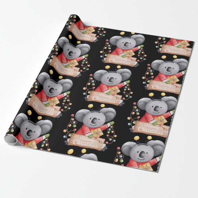 Papel De Regalo Oso de peluche con muchos regalos de Navidad  (Desenrollado)