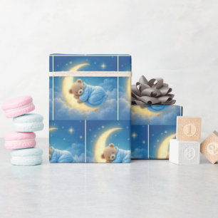 Papel De Regalo Oso de peluche durmiendo en la luna