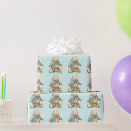 Papel De Regalo Oso de peluche en su primer cumpleaños montando un