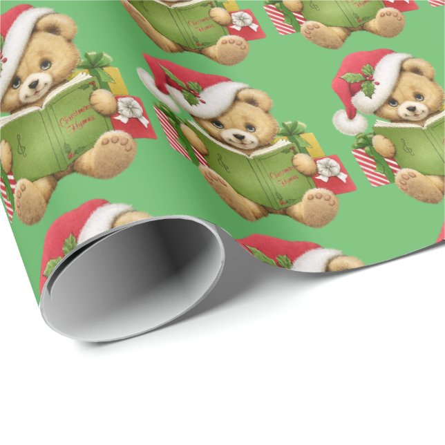 Papel De Regalo Oso de peluche lindo del navidad (Esquina del rollo)