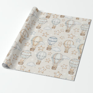 Papel De Regalo Oso de peluche lindo globo aerostático Patrón neut